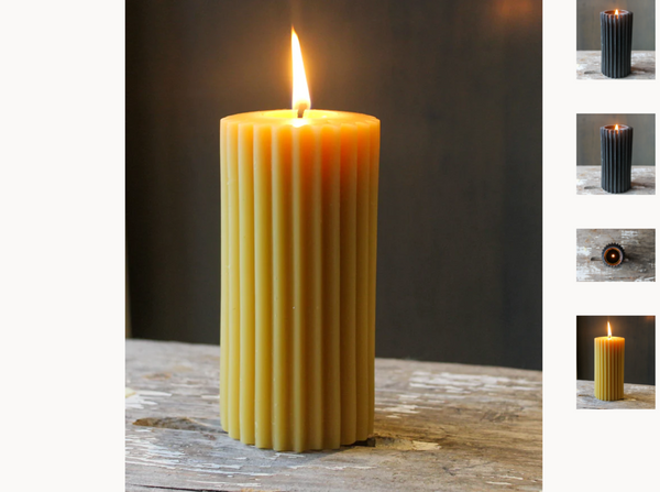 Beeswax Fluted Pillar Candle
