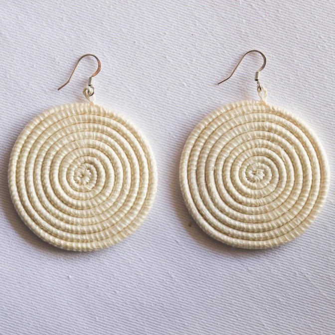 Large Disc Woven Earrings